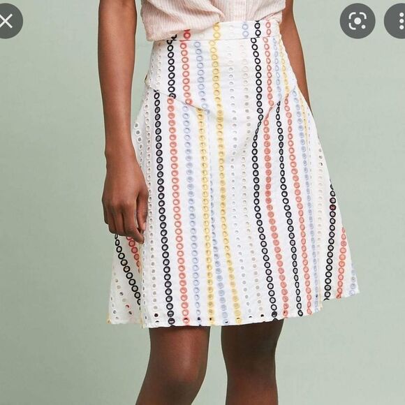 Eva Franco Colorful Eyelet Skirt women's size 4 Petite - Picture 4 of 16